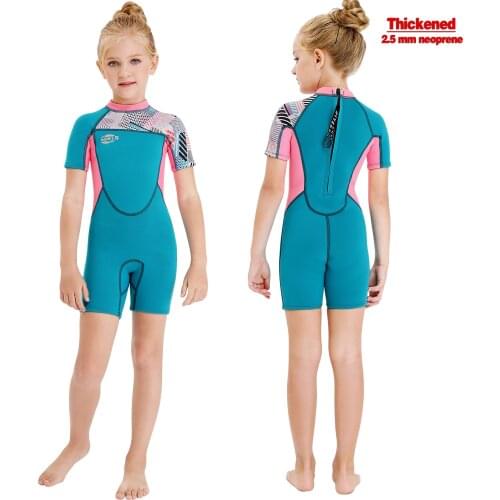 One-Piece Children Wetsuit Neoprenes Diving Suit For Keep Warm Kids Short Sleeves Shorts UV Protection Swimwear Snorkel Guards
