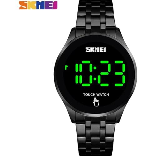 SKMEI Fashion Men Led Light Touch Screen Digital Watches Stainless Steel Waterproof Male Wristwatch Clock Relogio Masculino 1579