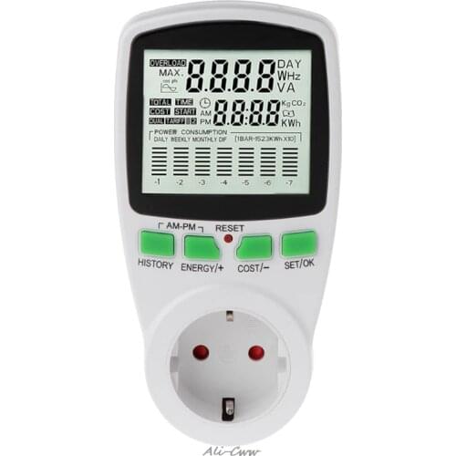Large LCD EU Digital Meter Voltage Wattmeter Power Electricity Consumption Analyzer Digital Meter Measure voltage New