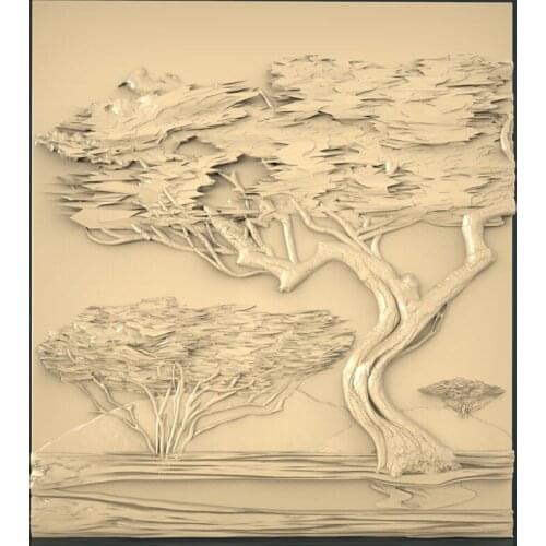 Tree 3D model relief in STL file format for cnc router carving and engraving artcam aspire
