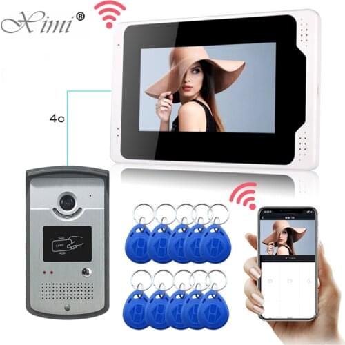 IP wifi video intercom doorbell system Smart video doorphone wireless 7" touch screen HD wired video door phone camera RFID