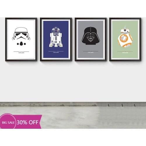 Minimalist Canvas Painting Disney Marvel Movie Poster and Print Star Wars Cartoon Darth Vader Wall Art Picture Room Home Decor