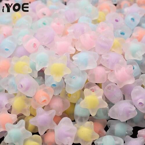 IYOE 10/30/50pcs 11mm Little Star Acrylic Beads Mix Double Color Matte Star Beads For Jewelry Supplies Making Bracelet DIY Craft