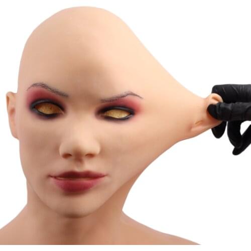KnowU Silicone Mask Cosplay Headgear Female With Makeup For Men Crossdresser Halloween Masquerade