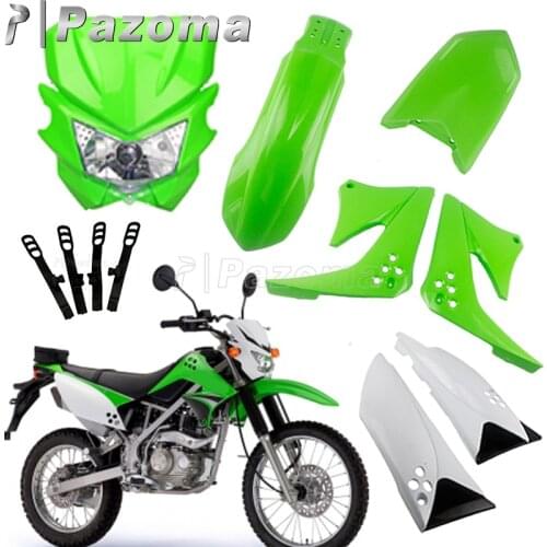 Motocross Dirt Bike Plastic Fairing Kit Enduro Motorcycle Full Body Plastic Cover w/ Headlight Fender Set For Kawasaki KLX150