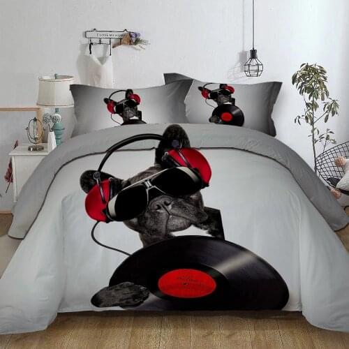 Cat & dog series single double bed linen home bedding set duvet cover set king Queen size Quilt Cover Pillow case Home Textiles