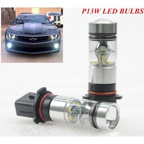 Free Shipping 2Pcs White High Powerful Chips 75W 850Lms High Power P13W LED DRL Fog Lights Bulbs For Chevrolet