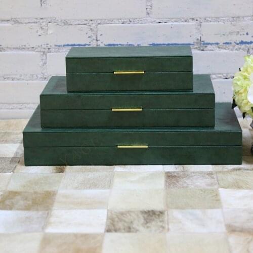 Forest Green Classical Decoration Box Soft Storage Model Room Long Metal Storage Box Study Room Decoration Box Decoration