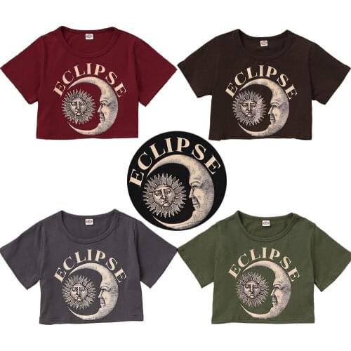 Summer Childrens Clothing Boys Short Sleeve T-shirt Kids Sweatshirt Childs Cotton Clothes Unisex T-shirts Sun Moon Pattern