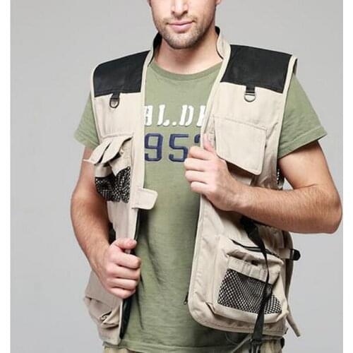 Mens Functional Vest Jackets Multipockets Mesh Waistcoats Breathable Casual Vests Hiking Reporter Sleeveless Coat Clothes