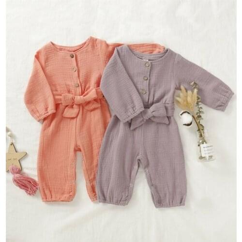 Newborn Infant Baby Girl Soft Cotton Linen Romper Jumpsuit Outfit Clothes Set