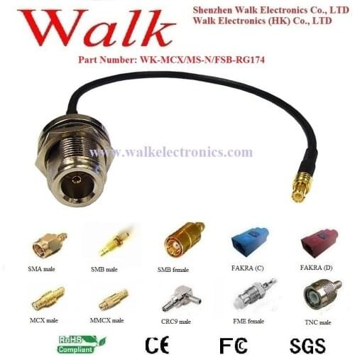 N female MCX cable/MCX N RG174 cable/N female rfid antenna cable: N female to MCX male straight with rg174 cable