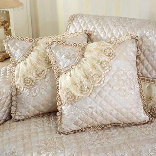 European Style Embroidery Flower Lace Pillowcase High-grade Lace 45*45cm Sofa Pillow Cushion Cover Bed Headrest