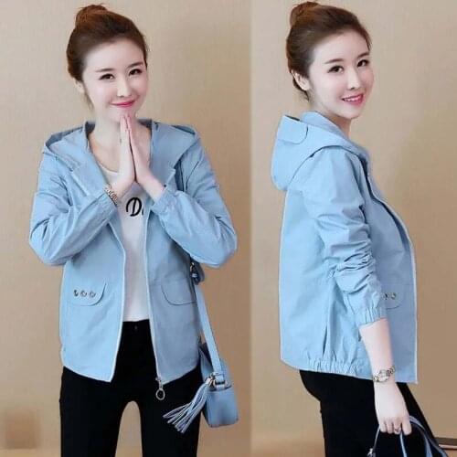 2021Spring AutumnNew Women Jacket Windbreaker Baseball Uniform Korean Version Student Hooded Short Coat Female Plus Size Outwear