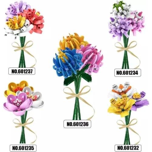 New City Creator Camellia Chrysanthemum Flowers Model Building Blocks Kits Ornaments Accessories Bricks Kids Toys For Girls Gift