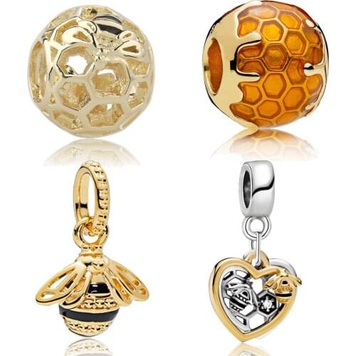 New spring garden series Bee charms fit original pandora bracelet diy jewelry pendant bangle & bracelet accessories for women