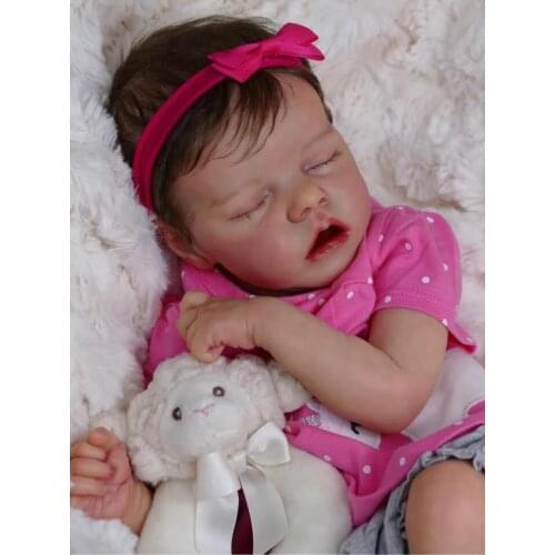 NPK 45CM sweet baby girl Twin reborn premie baby newborn in pink dress detailed hand painting cuddly baby collectible art doll