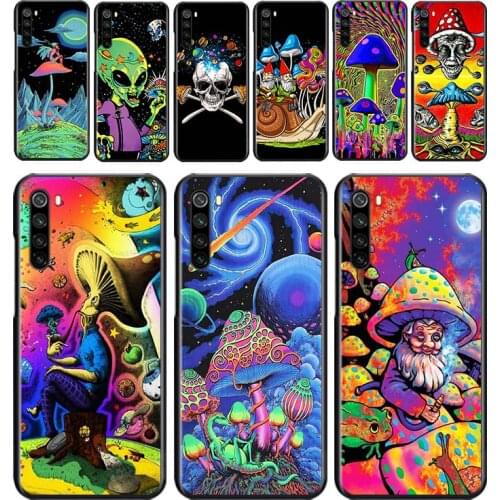 Psychedelic Mushroom for OPPO Reno 2 Z 2Z 2F 3 4 Pro 4G 5G ACE 10X ZOOM F7 A5 A9 2020 Silicone Soft Black Phone Case