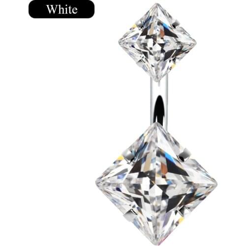 QCOOLJLY Mixed Colors CZ Navel Piercing Surgical Stainless Steel Belly Button Charm Jewelry For Women Party Body Studs Piercing