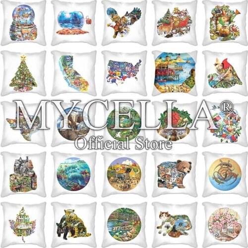 Cartoon Cute Animal Throw Cushion Cover 45*45Cm Leopard eagle cat cardinal Home Car Decoration Christmas Hat Pillowcase