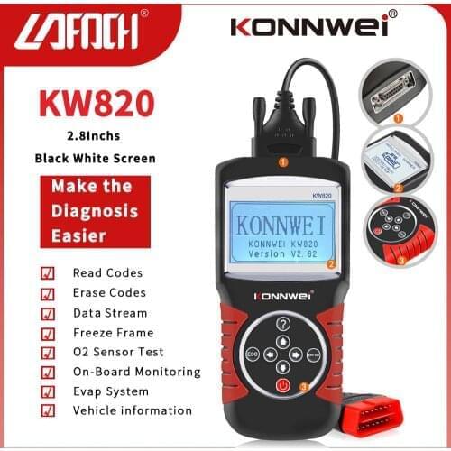 KW820 Fault Code Reader OBDII EOBD Scanner Car Diagnostic Scanner Auto Tool support Multi-language