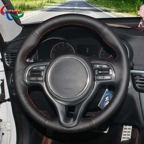 DIY Black Leather Car Steering Wheel Cover For Kia K5 Optima 15-18 KX5 Sportage 4 15-19 Niro 16-19 Car Interior Decoration