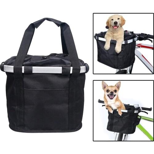 Detachable Bike Front Basket Small Foldable Cat Dog Carrier Travelling