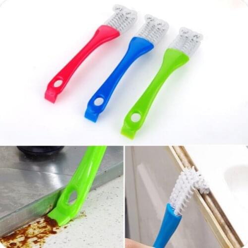 Multi-purpose Double Slit Trench Gas Stove Cleaning Brush 2 Pieces/Lot Hook Doors And Windows Decontamination Brush Cleaner