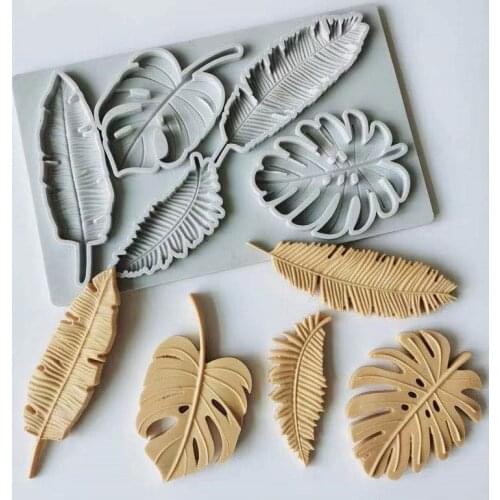 5 Holes Turtle Leaf Feather Silicone Fondant Cake Mold Chocolate Baking Tools DIY Cake Lace Decoration Cakes Tool Resin Crafts
