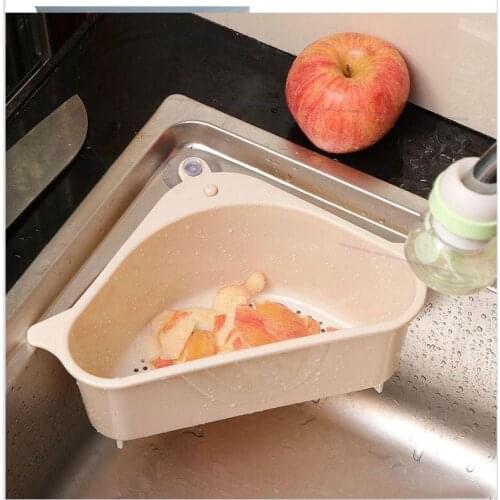 Triangular Sink Strainer Drain Fruit Vegetable Drainer Basket Suction Cup Sponge Rack Storage Sink Filter Shelf Kitchen Tools