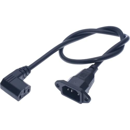 IEC320 C14 to C13 Extension cord,C14 with screw holes and C13 Right Angled Short,60cm lenght,H05VV-F 3G 0.75MM