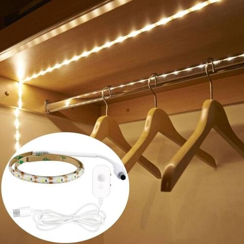 Smart Dimmable 5V USB PIR Motion Sensor LED Strip Light Flexible Adhesive Lamp Tape For Closet Stairs Kitchen