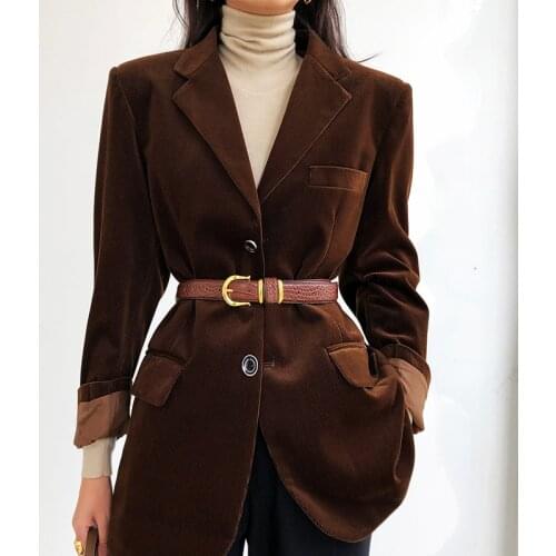 Vintage Corduroy blazer women autumn new corduroy suit jacket thick long blazer women blazers and jackets blazer feminino
