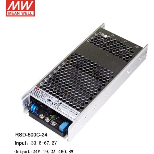 MEAN WELL RSD-500C-24 Input 33.6~67.2V DC to 24V DC 19.2A 460W Reliable Railway DC-DC Converter Fanless Power Supply Transformer