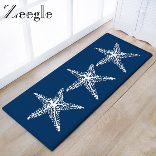 Zeegle Carpet Kitchen Rug Anti Slip Living Room Floor Rug Sofa Long Rectangle Area Rug Starfish Shell Absorbent Bedside Carpet