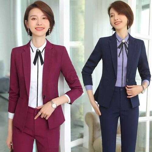 Womens suits autumn new elegant and elegant solid color fashion professional trousers suit wild womens two-piece suit