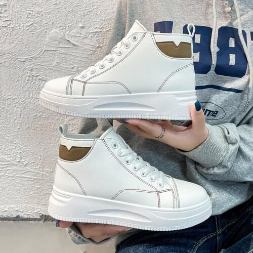 Thick Bottom High Top White Shoes Womens 2021 New Korean Style Versatile Student Casual Running Board Shoes Womens Shoes