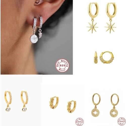 Fashion Round Circle Earrings Stud 925 Sterling Silver Earrings For Women Hoop Earrings Gifts Jewelry