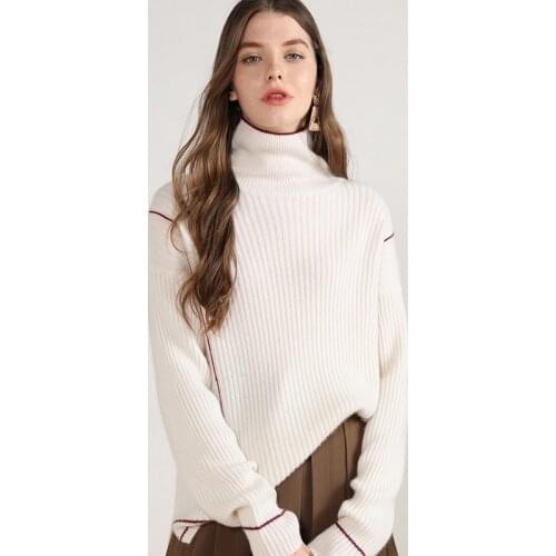 2020 winter new arrival 100% cashmere turtleneck sweater woman korean fashion oversized ladies pullpver ribbed knit warm jumper