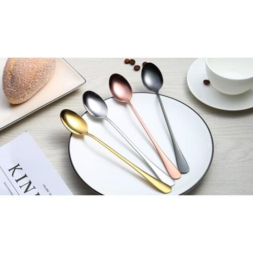 1PC Stainless Steel Delicate Long-handled Students Stirring Korean Lovely Spoons Long Handled Tableware Icecream Spoon PB 005