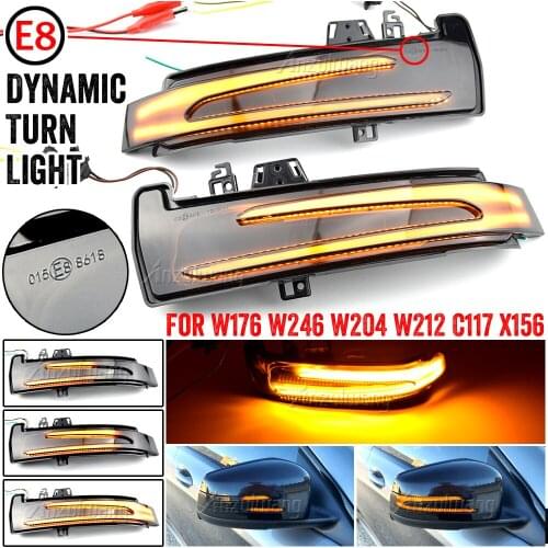 2pcs Dynamic Turn Signal LED Light Side Mirror Indicator For Mercedes Benz W204 CLA A B C E S GLA GLK CLS Class W176 W212