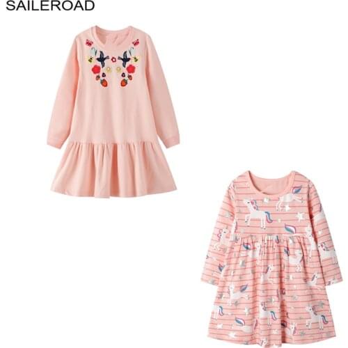 SAILEROAD 2 Sets Kids Floral Dresses For Girls Long Sleeve Princess Dress Children Clothes Baby Girl Party Dress Spring Autumn