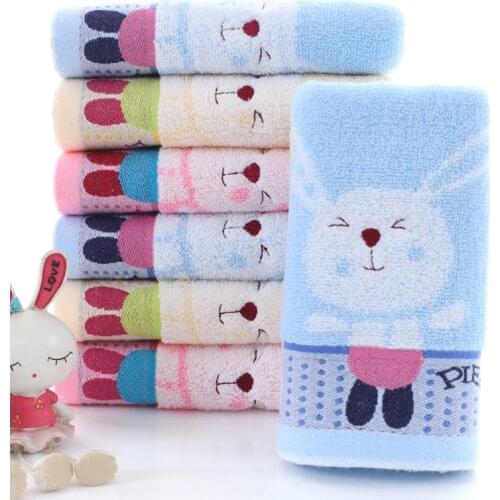 2pcs/lot 25*50 Pure cotton Childrens towel jacquard embroidered rabbit soft absorbent baby cute face towel household towel