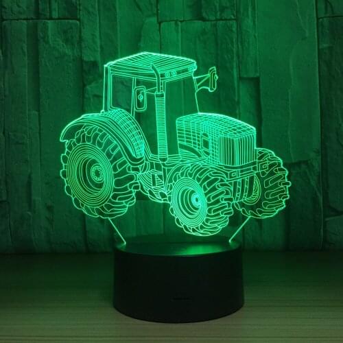 Farm Tractor Modeling 3D LED Night Lights 7 Colorful Touch Remote Table Lamp Kids Bedroom Decoration For New Year Gift