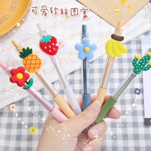 50PCS Cartoon Girl Heart Press Gel Pens Students with 0.5mm Cute Black Signature Pen Office Stationery