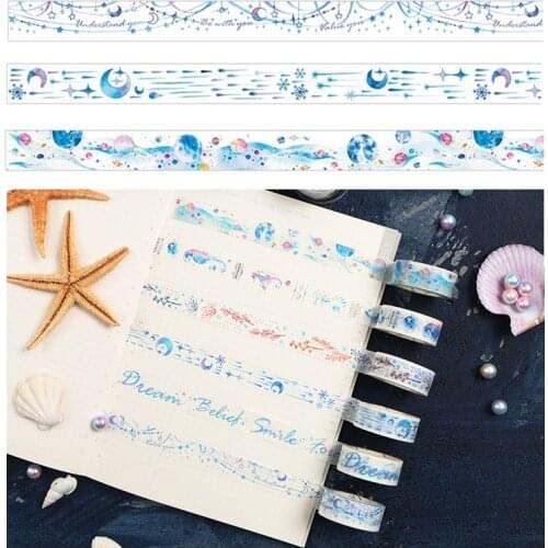 6pcs Fantastic Sea World Washi Tape Set 15mm Seahorse Moon Star Adhesive Masking Tapes Stickers Decoration Album Diary DIY F165