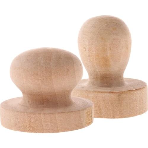 2 Pieces Handmade Polish Wooden Handle Rubber Stamp DIY Stamp Accessories