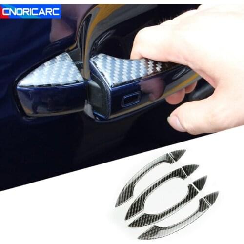 Car Styling Carbon Fiber Door Handles Decoration Cover Trim For Audi Q7 2016-19 Doorknob Decal Exterior Accessories