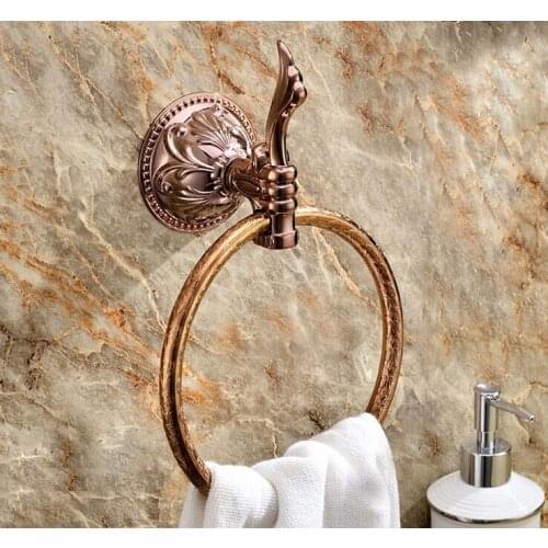 FREE SHIPPING NEW design Rose GOLD towel ring with flowers
