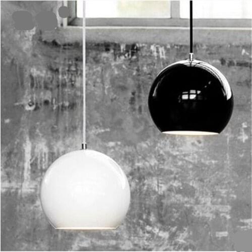 Black/White Dia 20cm Aluminum Ball Led E27 Pendant Light for Bedside Dining Room Modern Brief Metal Pendant Lamps 1593